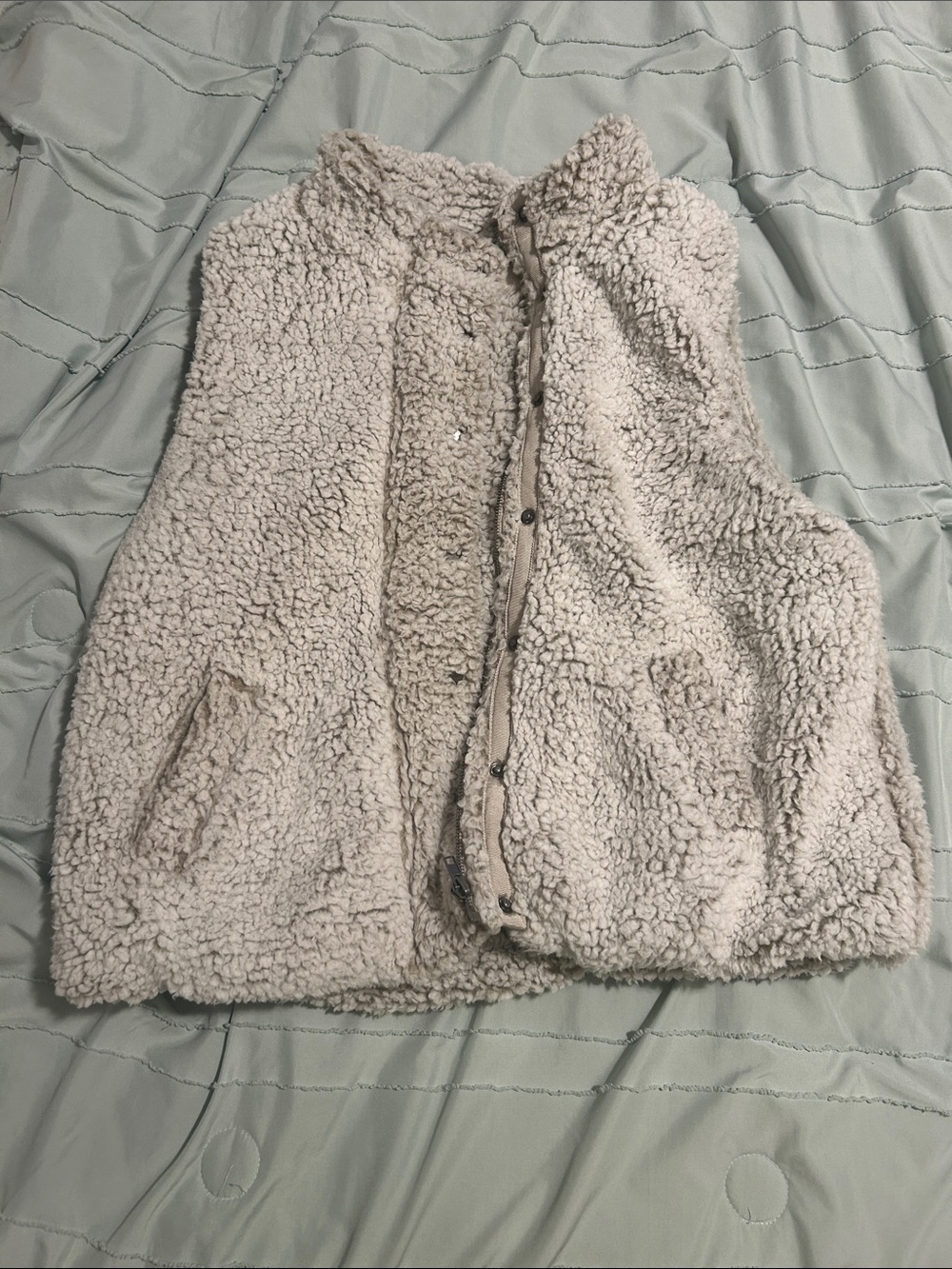 Sherpa Fleece Vest in Light Taupe - Cozy Layering Vest